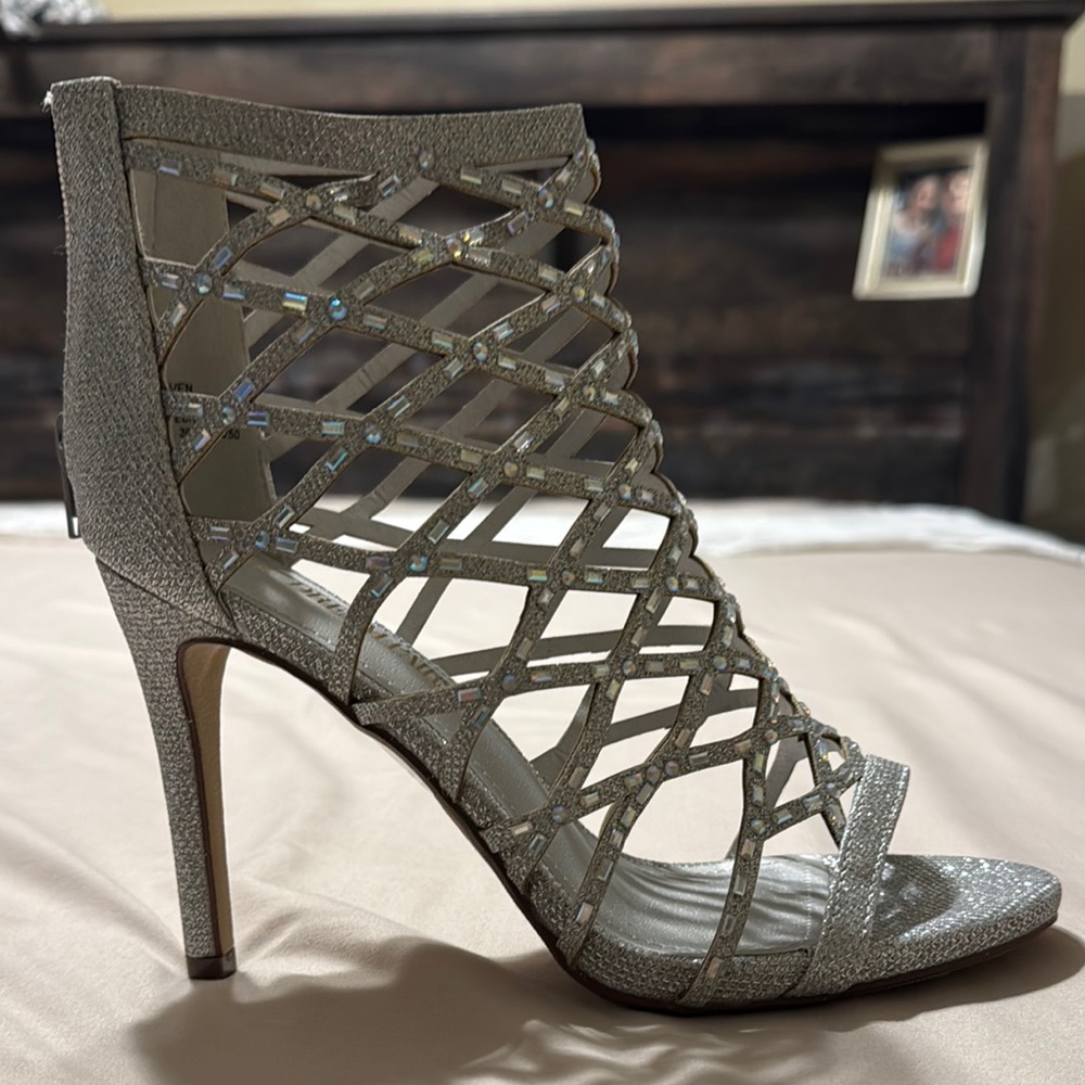 Elegant Silver Strappy Heels